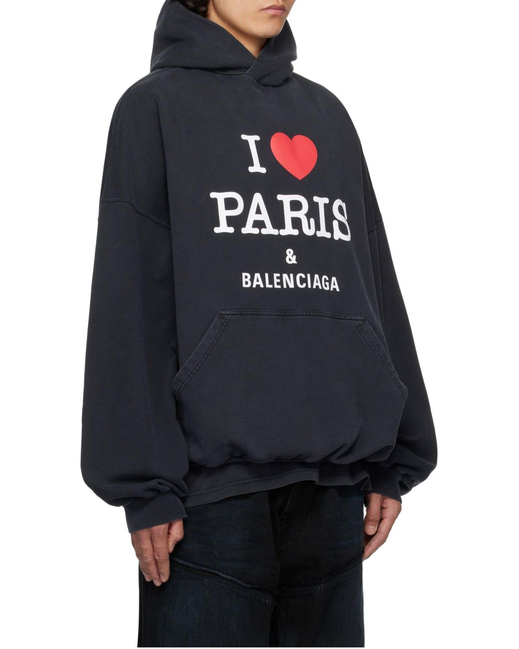 Balenciaga Blue Cotton Hooded Sweatshirt for men