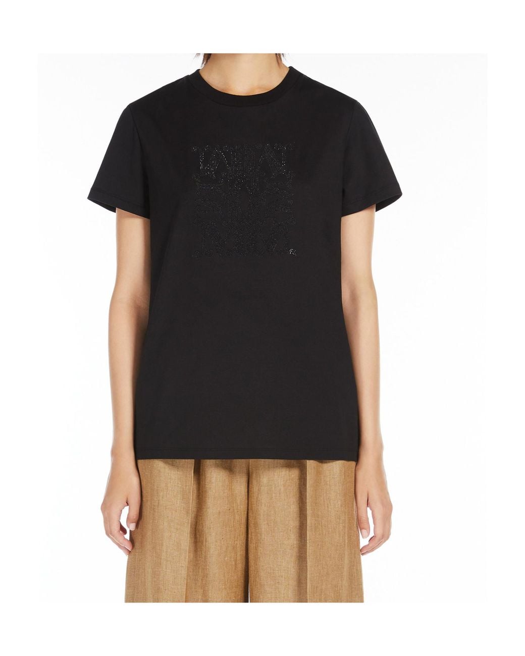 Max Mara Black Giovane Logo Embroidered Crewneck T-Shirt