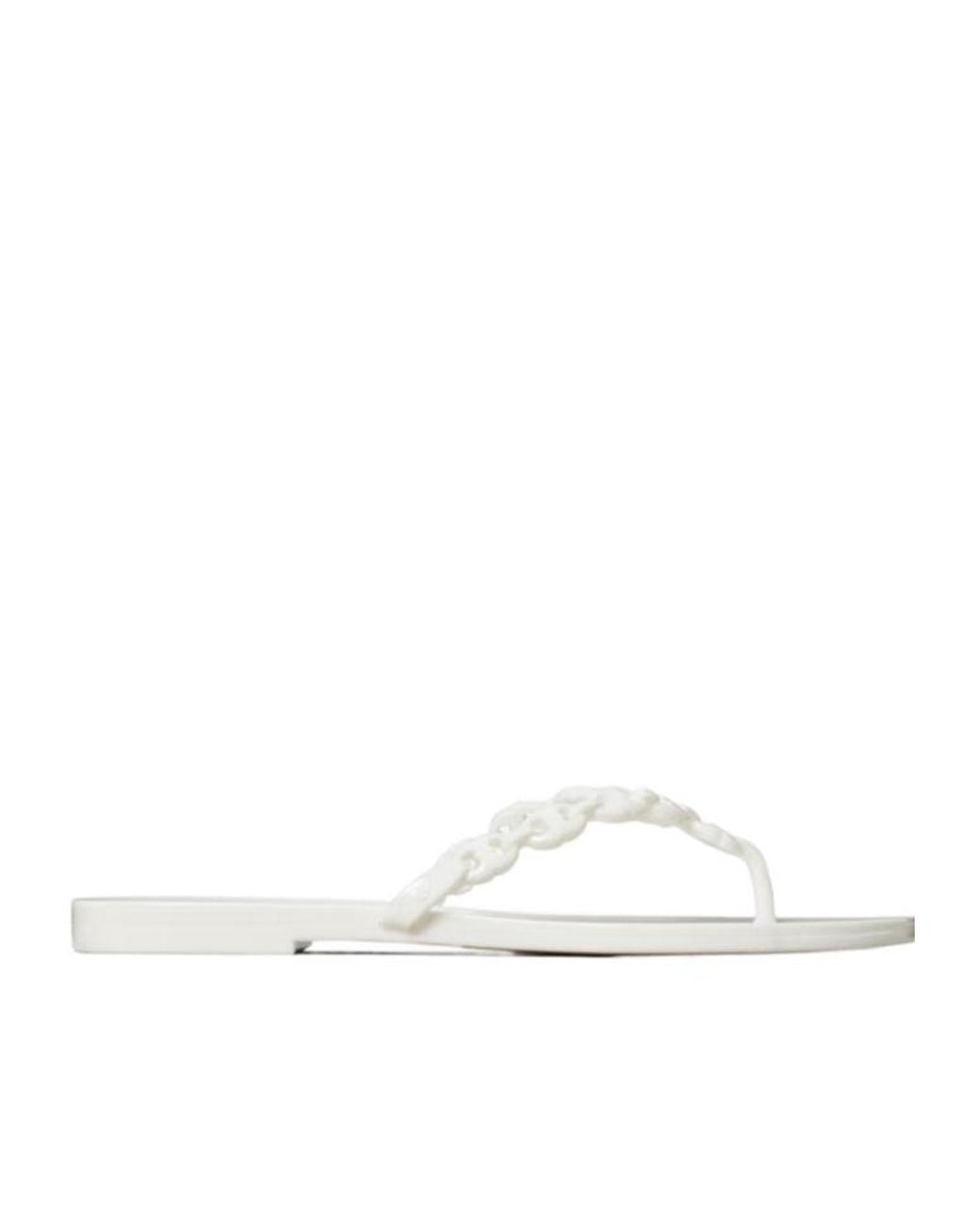 Tory Burch White Gemini Link Jelly Flip-Flops