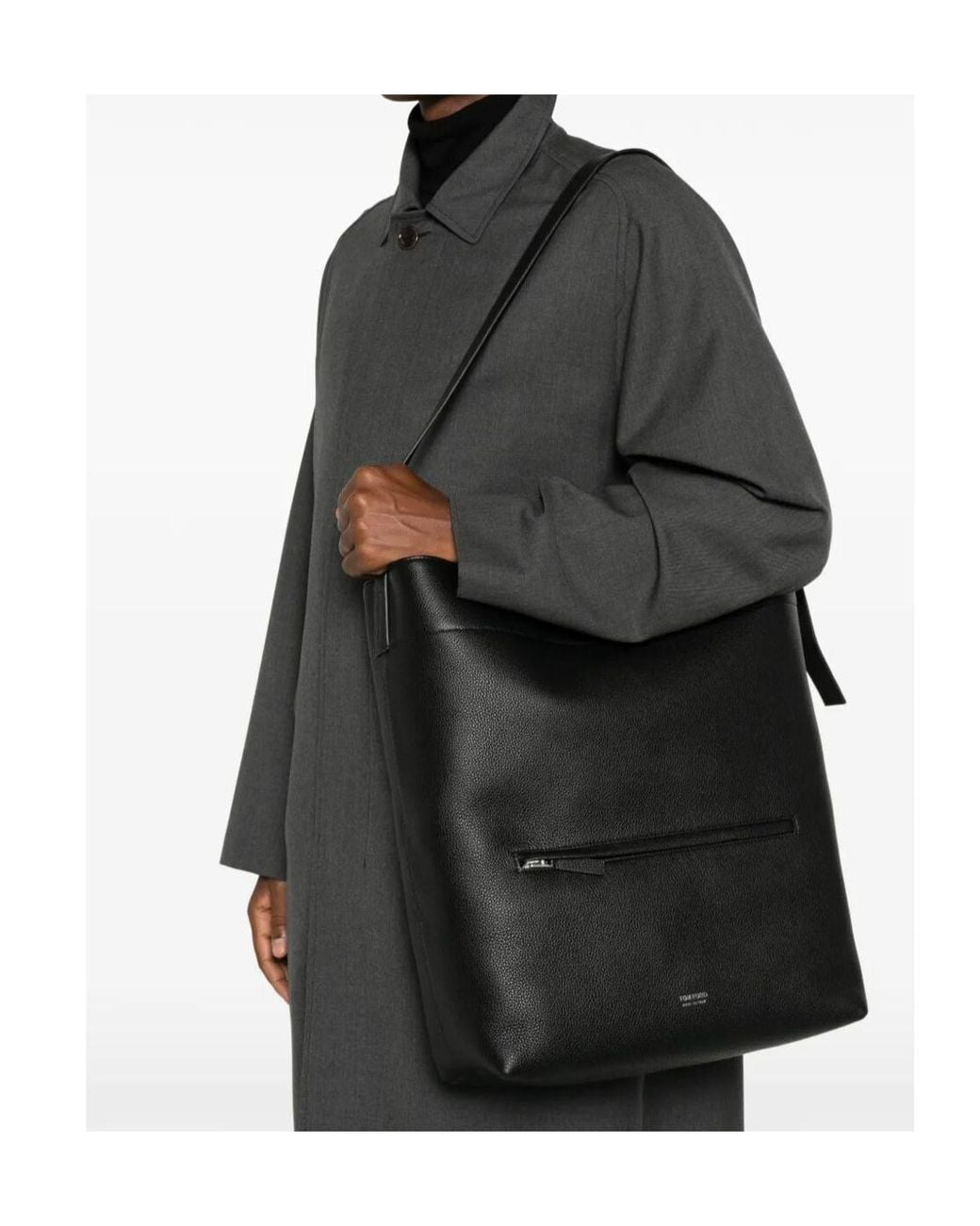 Tom Ford Black Grain Leather Bucket Bag for men