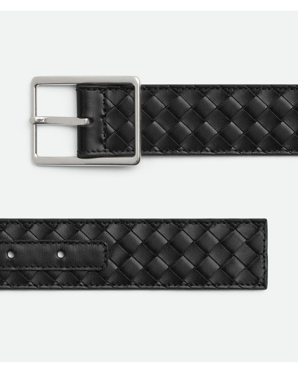 Bottega Veneta Black Intrecciato Piccolo Buckled Belt for men