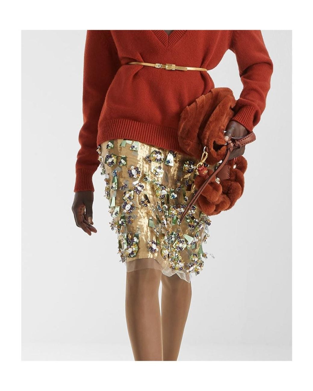 Fendi White Colored Metal Belt