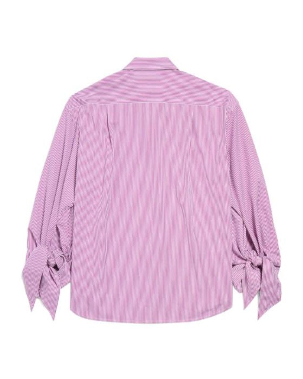 Balenciaga Purple Pinstriped Knott Cuffs Shirt