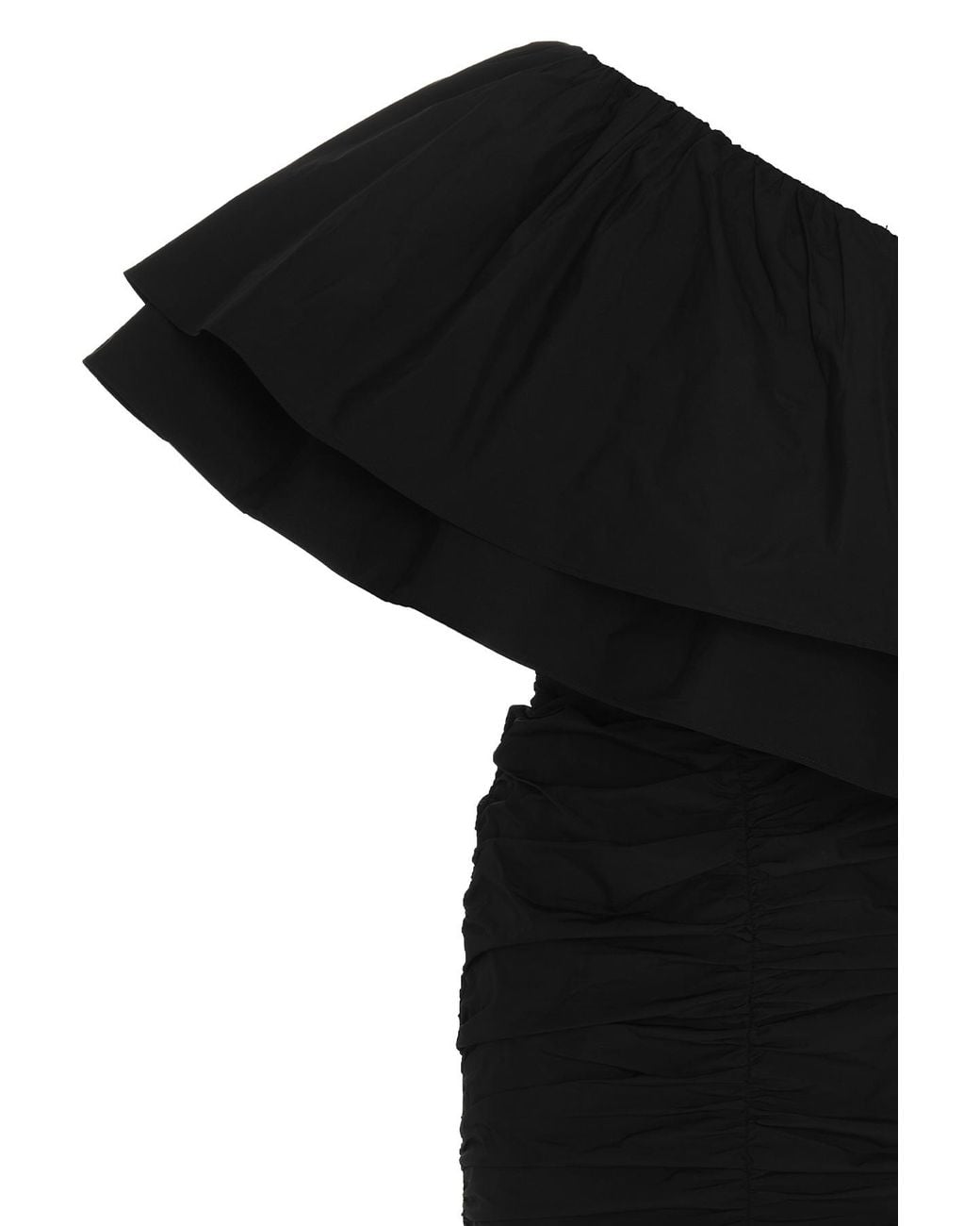 ROTATE BIRGER CHRISTENSEN Black Off-shoulder Ruffled Minidress