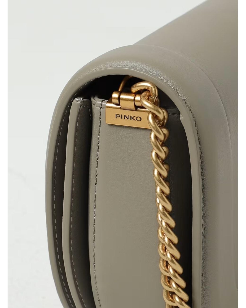 Pinko Gray Love Birds Logo Shoulder Bag