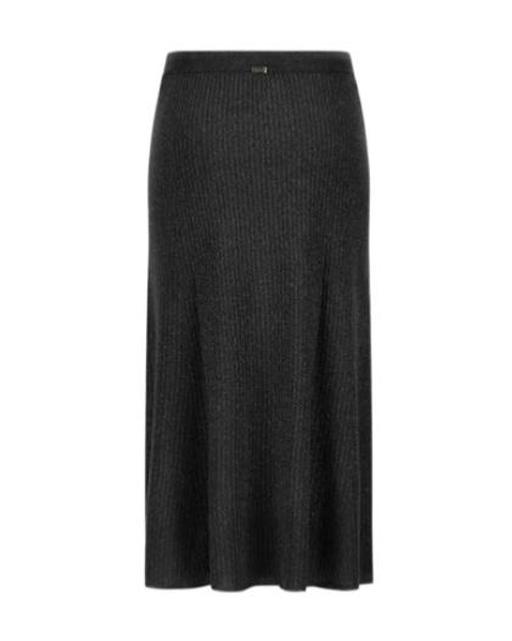 Herno Black Ribbed Midi Skirt