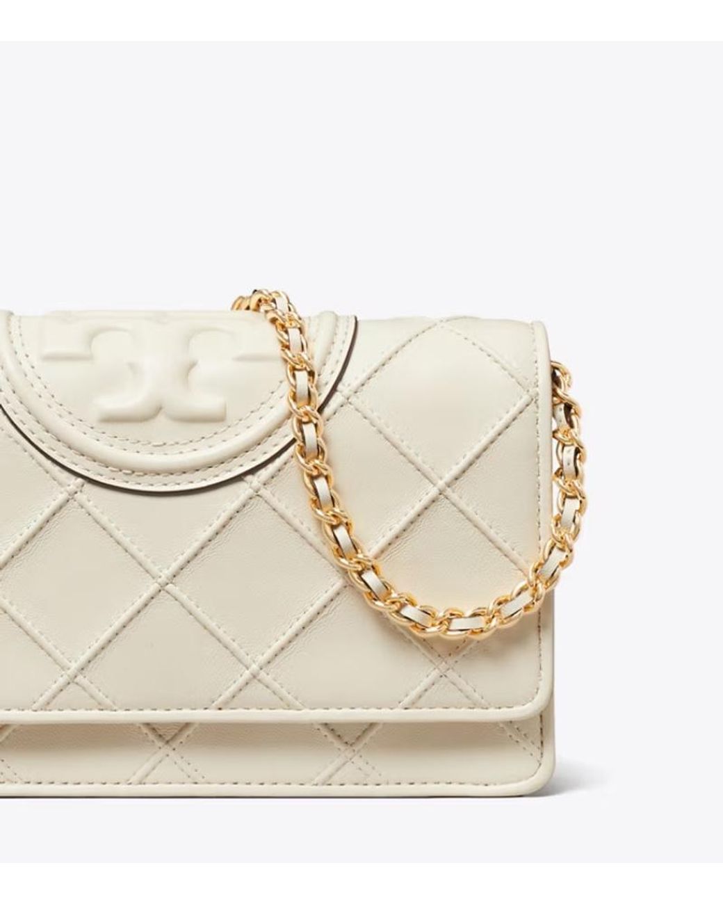 Tory Burch Natural Quilted Chain Wallet