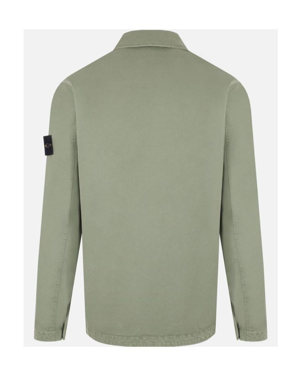 Stone Island Green Zip-Up Stretch-Cotton Shirt Jacket for men
