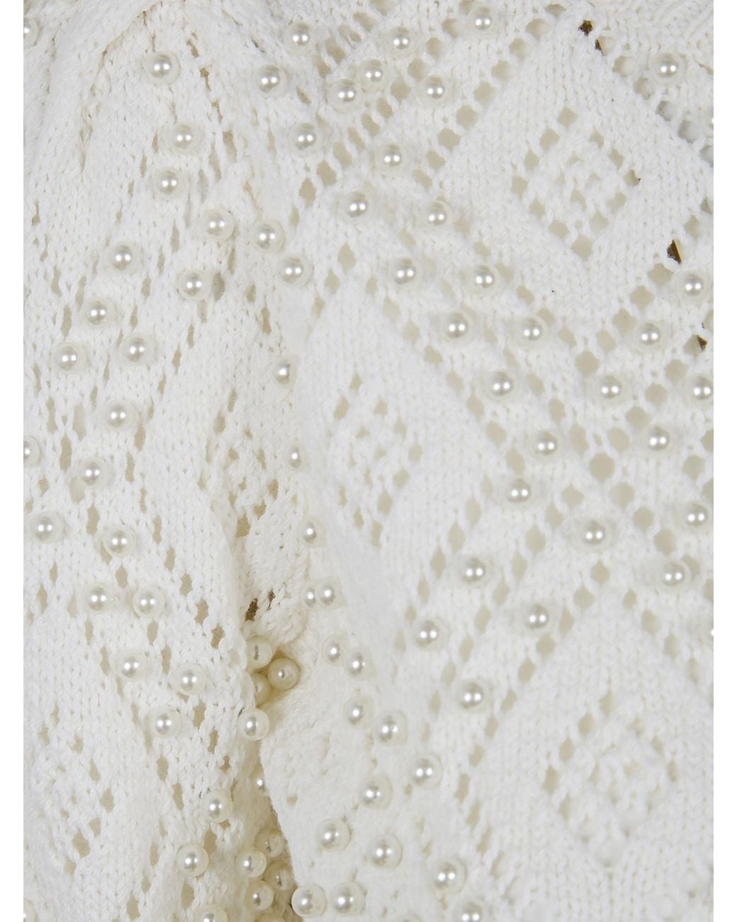 Twinset White Embellished Short-Sleeved Knitted Sweater