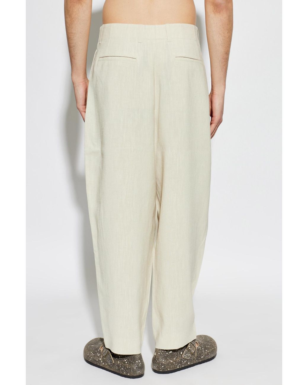 Maison Kitsuné White Maison Kitsuné Relaxed Pleated Pants for men