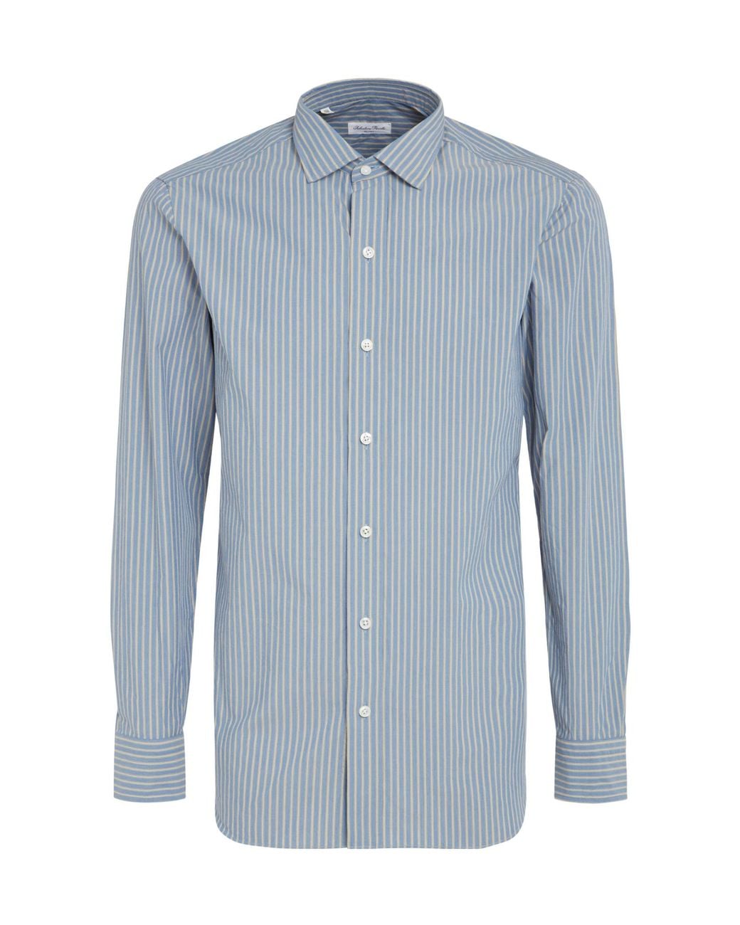 Salvatore Piccolo Blue Striped Long-Sleeved Shirt for men