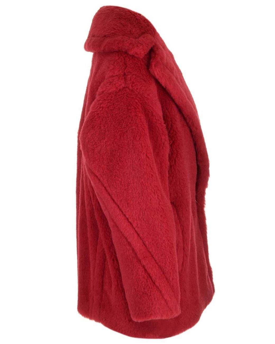 Max Mara Red Double-Breasted Long-Sleeved Coat