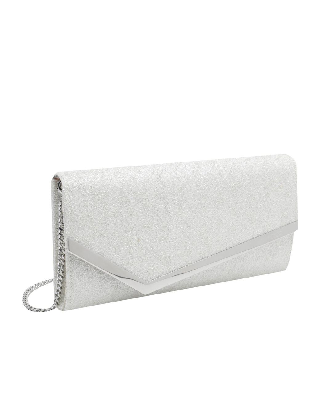 Jimmy Choo White Emmie Chain Clutch Bag