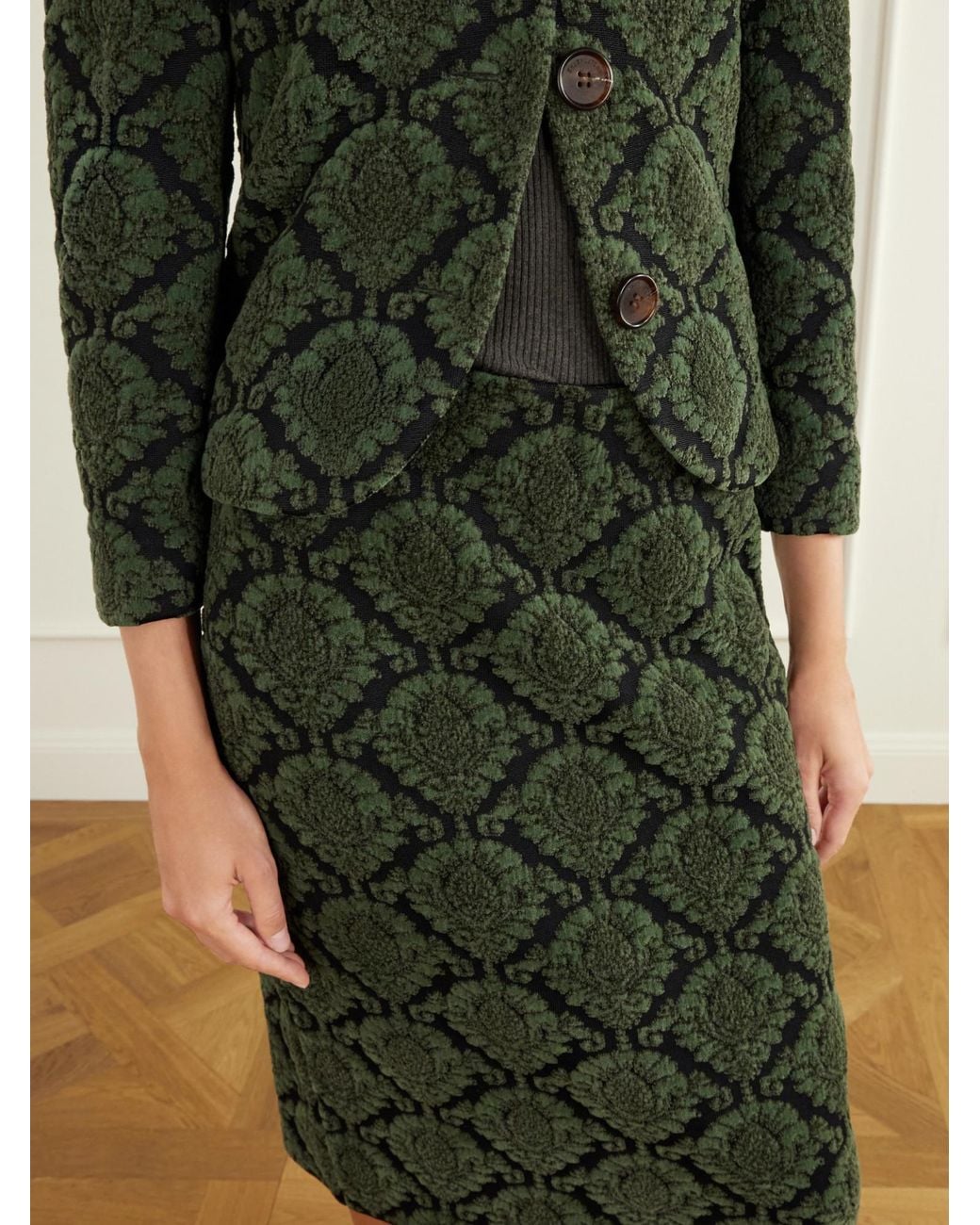 ShuShu/Tong Green Jacquard Skirt