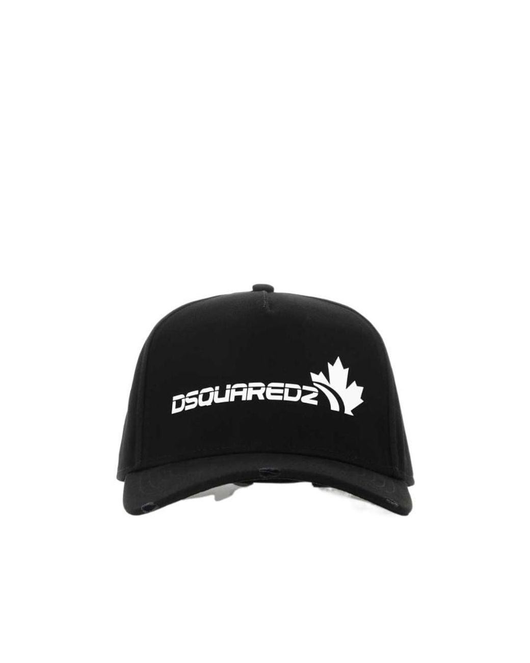 DSquared² Black Logo-Detailed Distressed Baseball Cap for men