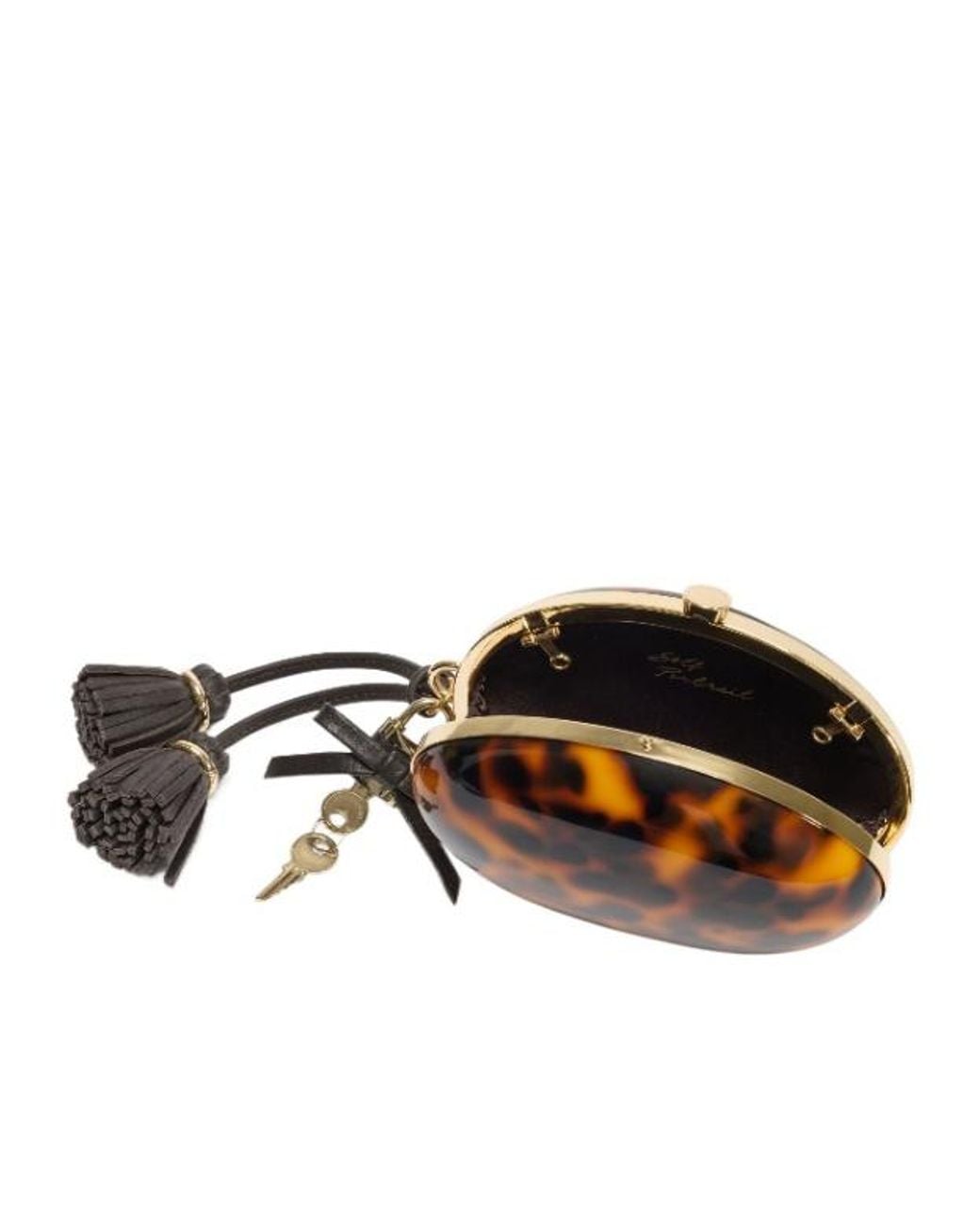 Self-Portrait Brown Oval Pattern Chain Clutch Bag