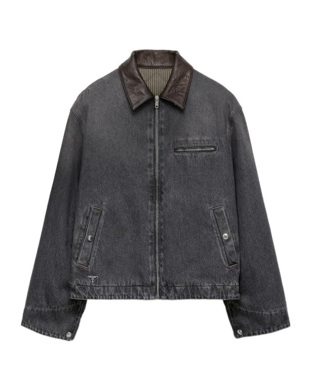 Prada Gray Denim Blouson Jacket for men