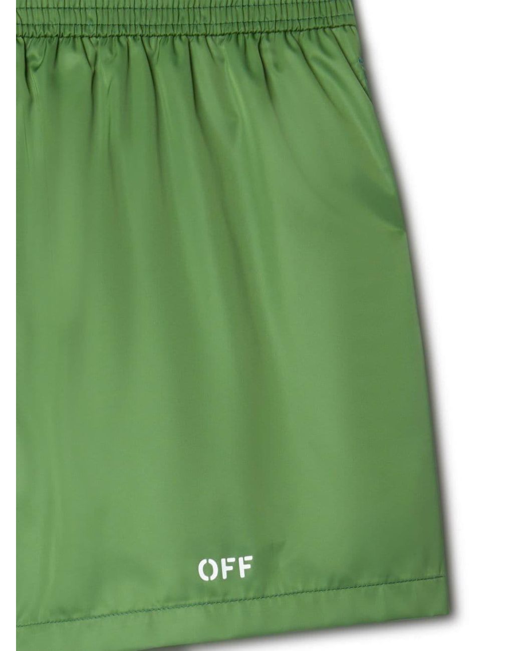 Off-White c/o Virgil Abloh Green Logo Printed High Waist Swim Shorts for men