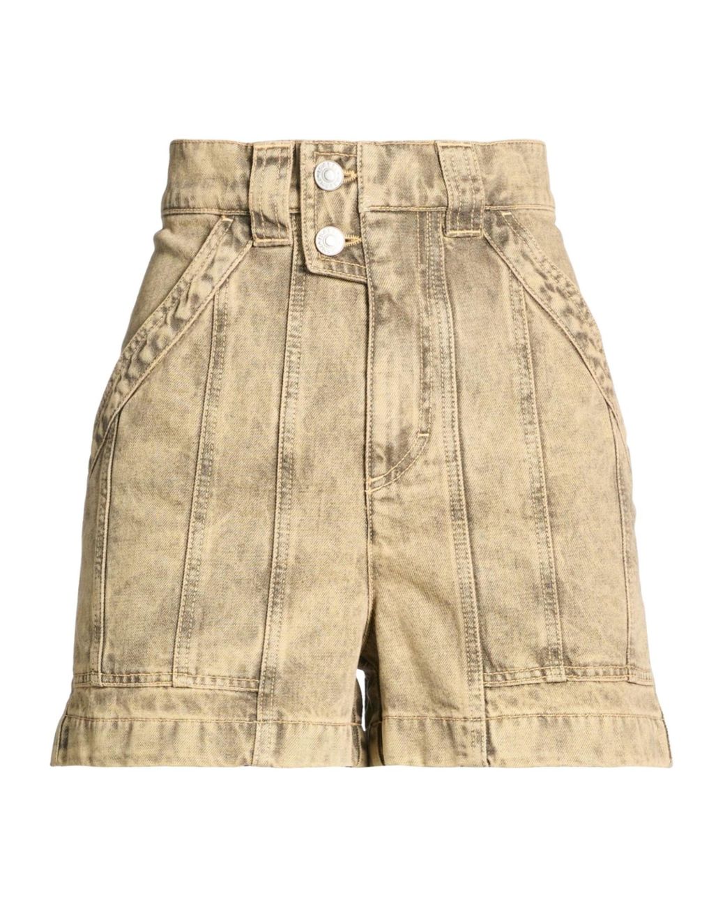 Isabel Marant Natural High-Waisted Denim Shorts