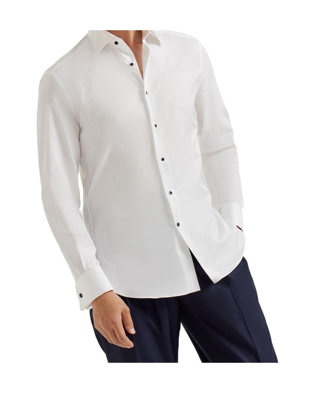 Brunello Cucinelli White Cotton Shirt for men