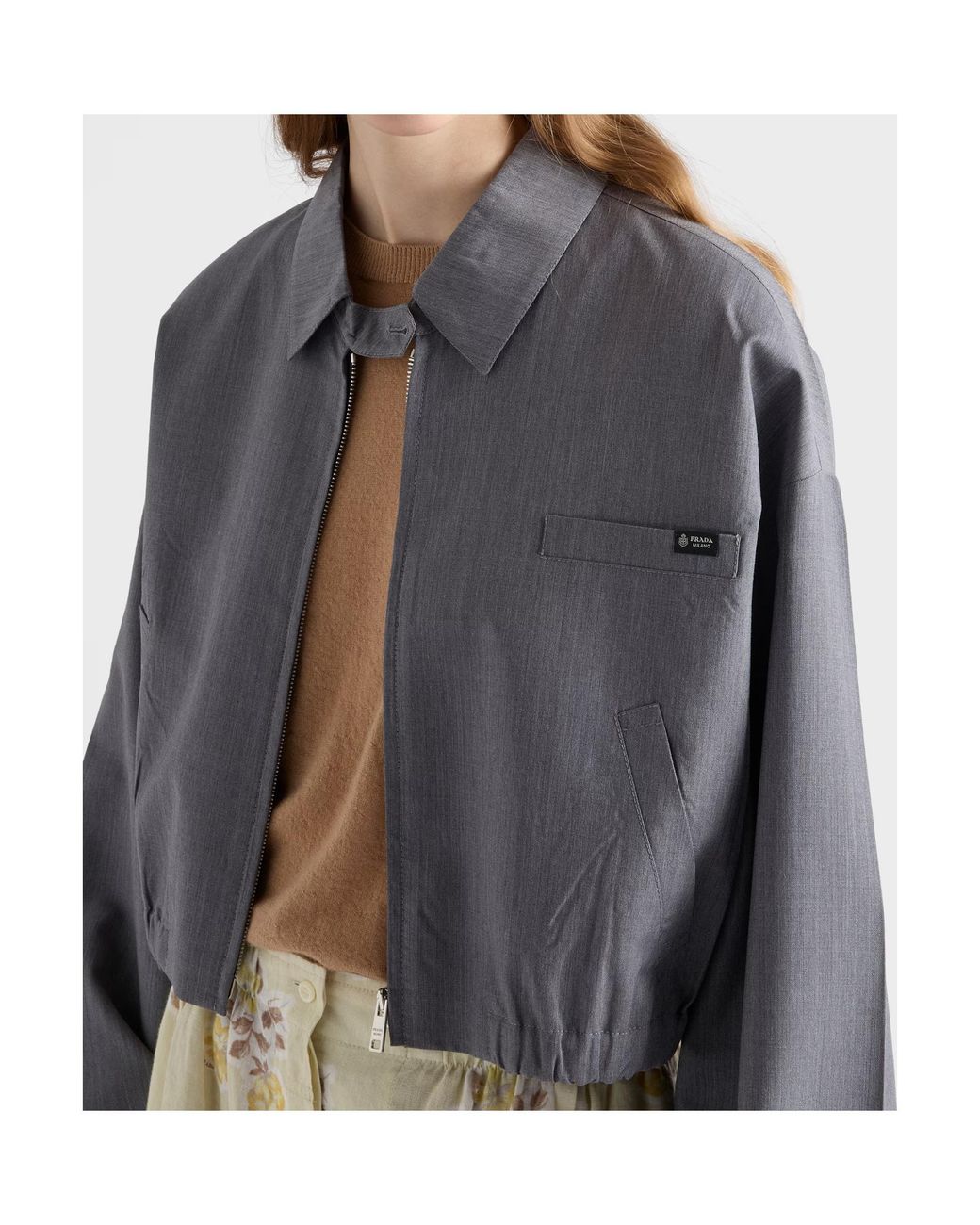Prada Gray Light Mohair Blouson Jacket