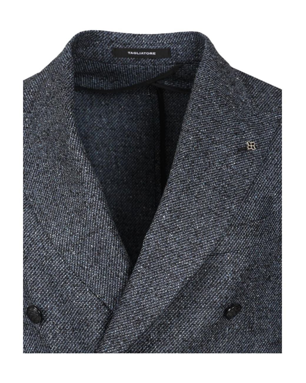 Tagliatore Blue Double-Breasted Tailored Blazer for men