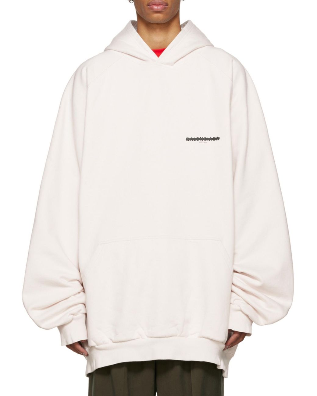 Balenciaga Gray Logo Printed Long-Sleeved Hoodie for men
