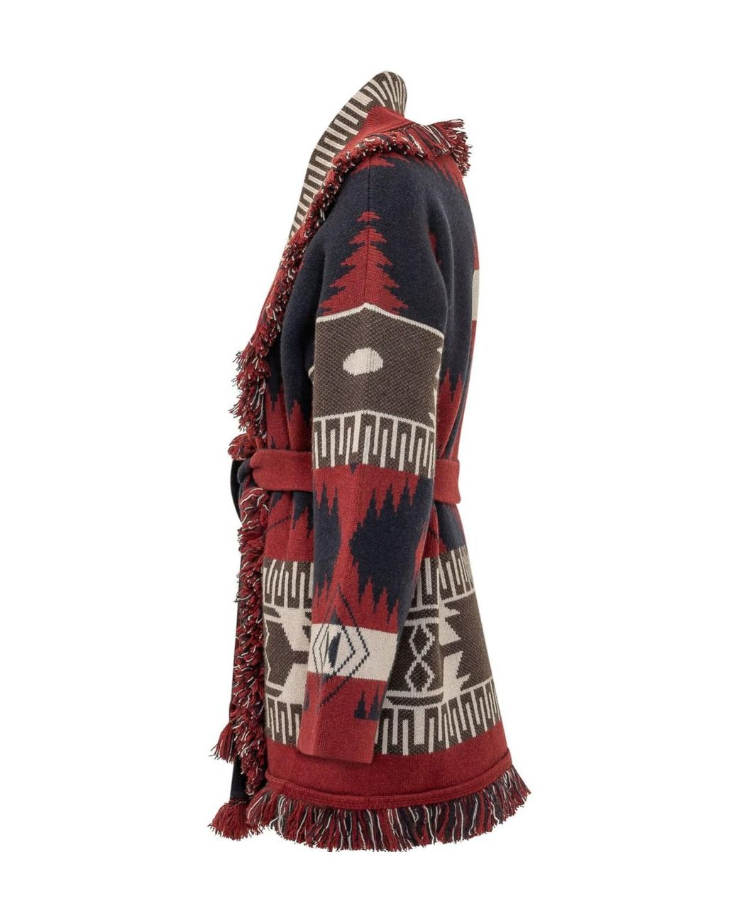 Alanui Red Icon Jacquard Belted Cardigan