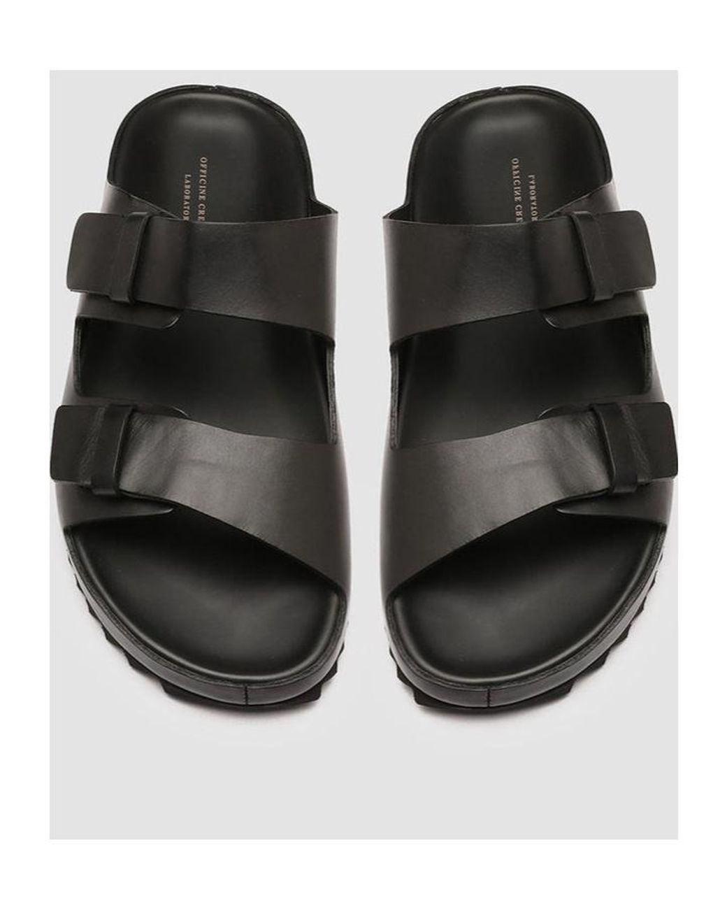 Officine Creative Black Double Strap Flat Sandals for men
