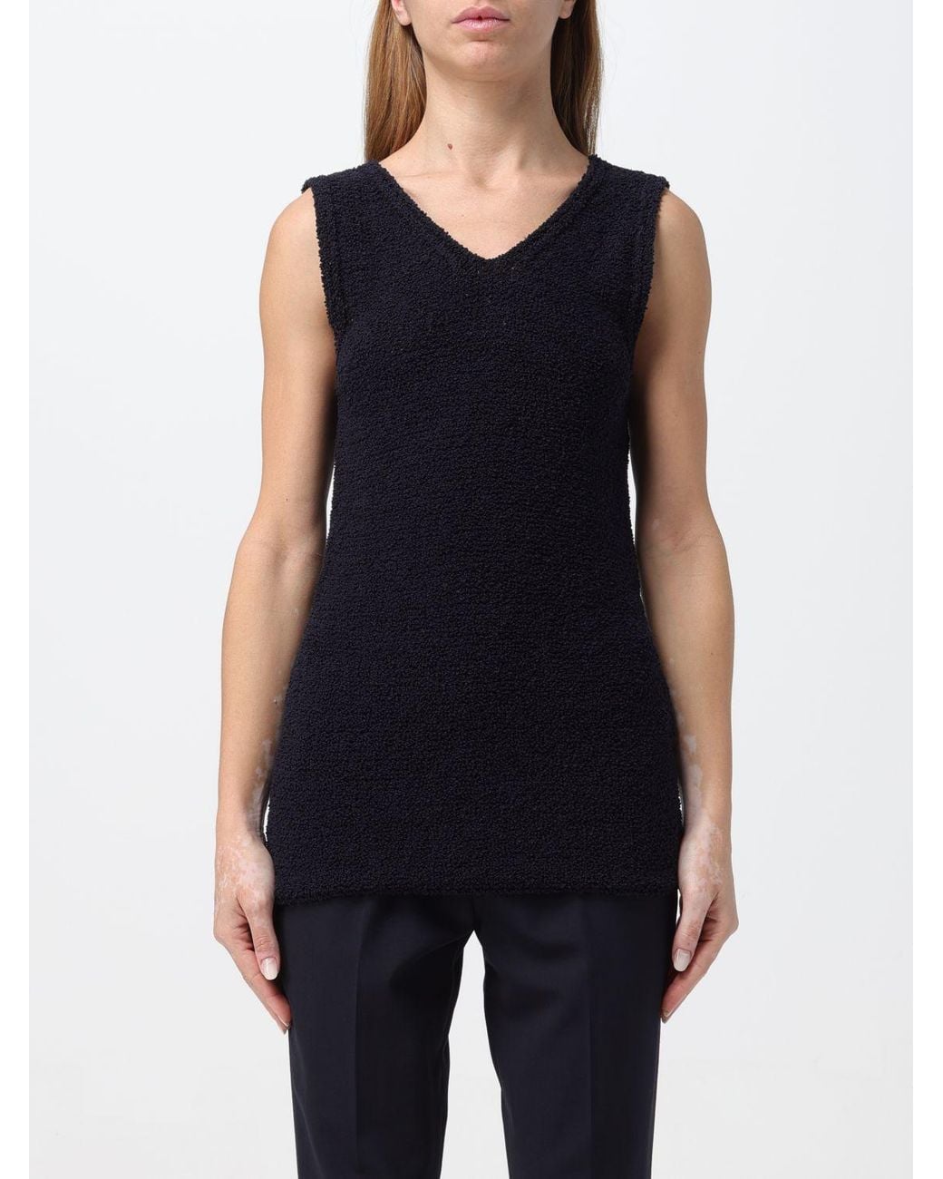 Fabiana Filippi Black V-Collar Imitation Lambskin Vest