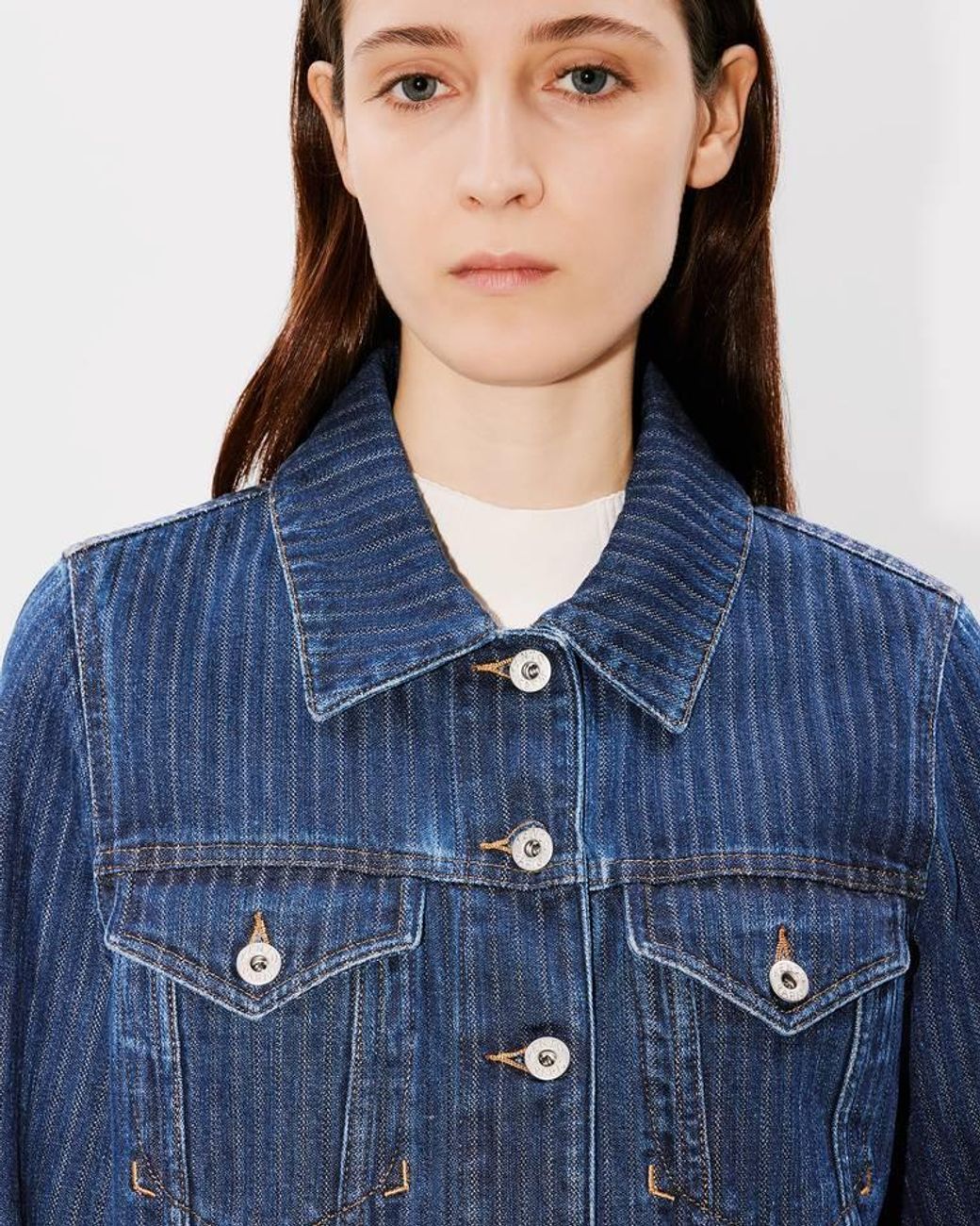 KENZO Blue Button-Up Denim Trucker Jacket for men
