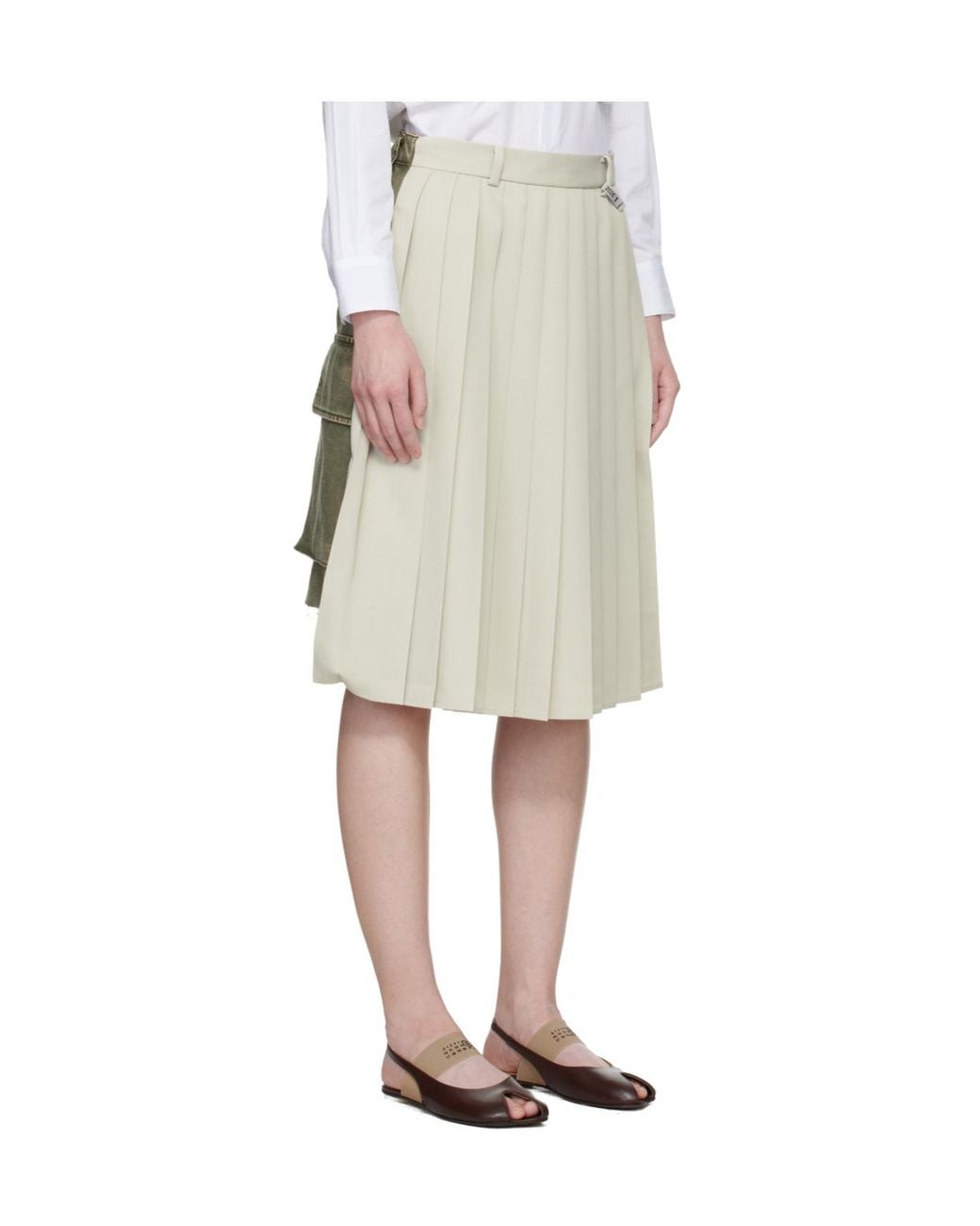 Maison Mihara Yasuhiro Natural Pleated Midi Skirt