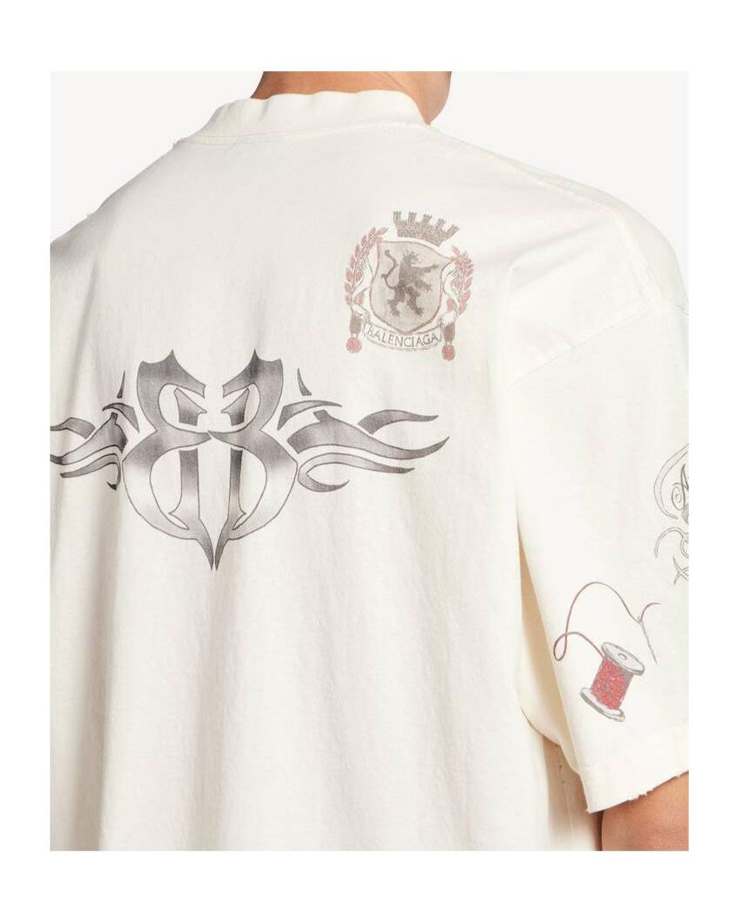 Balenciaga White Tattoo Medium Fit T-Shirt for men