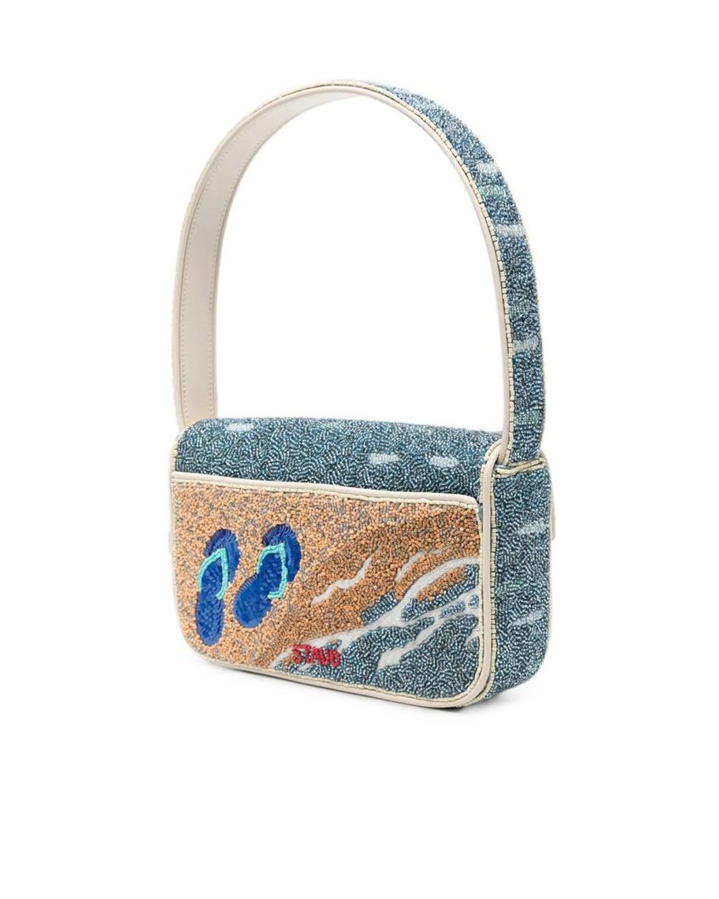 Staud Blue Bead-Embellished Tommy Shoulder Bag