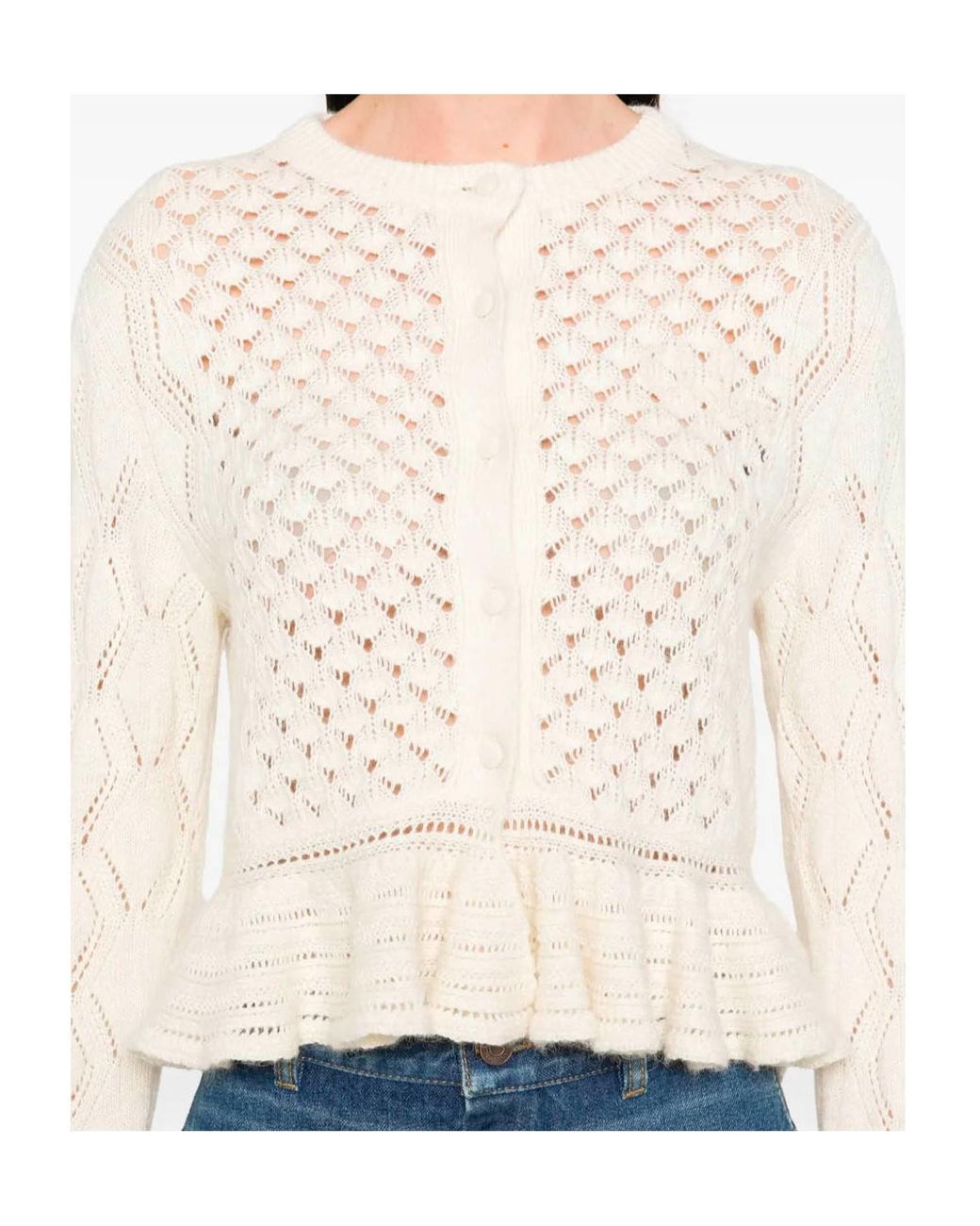 Chloé White Chloé Ruffled Knit Cardigan