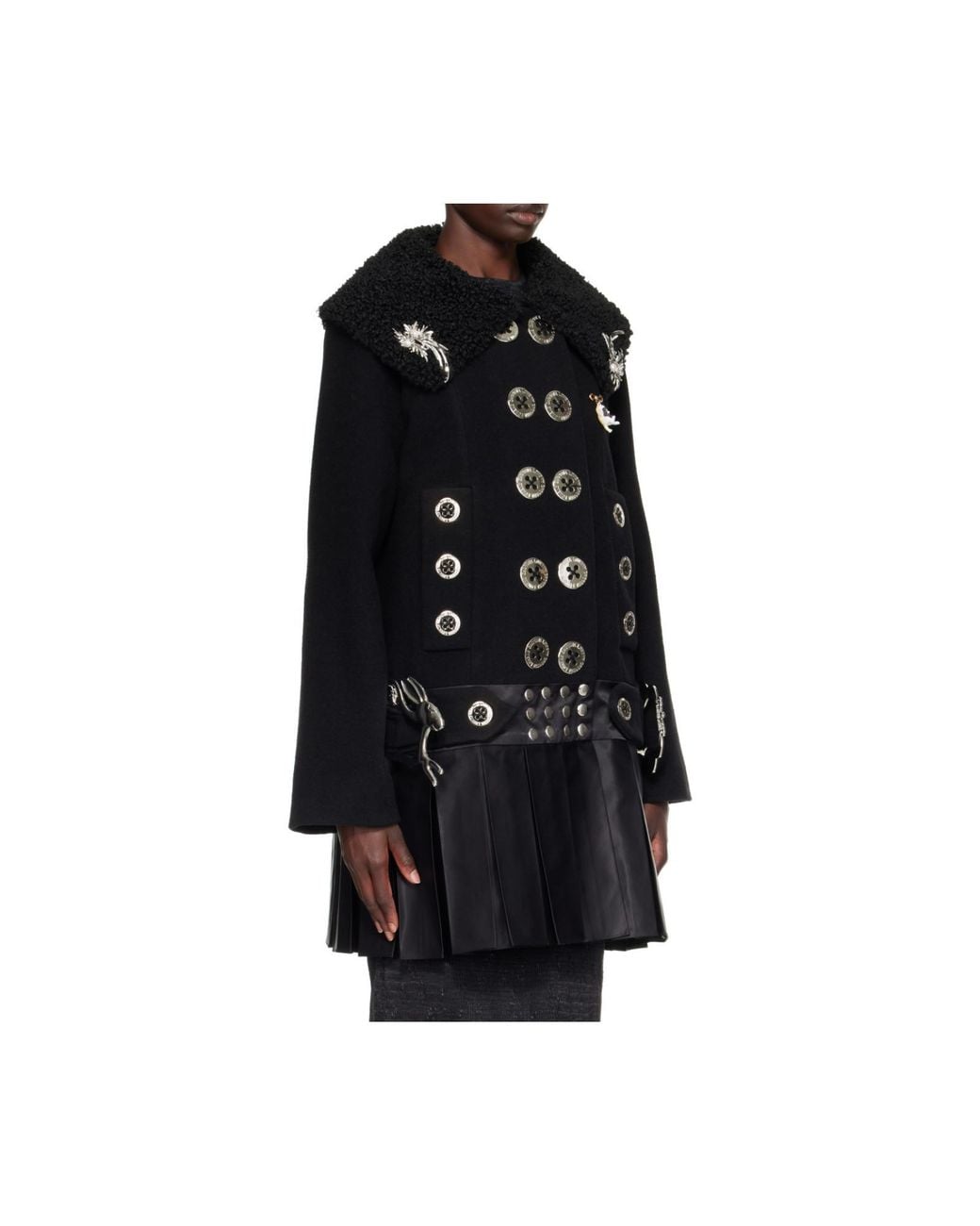 Chopova Lowena Black Fudge Buckle Coat