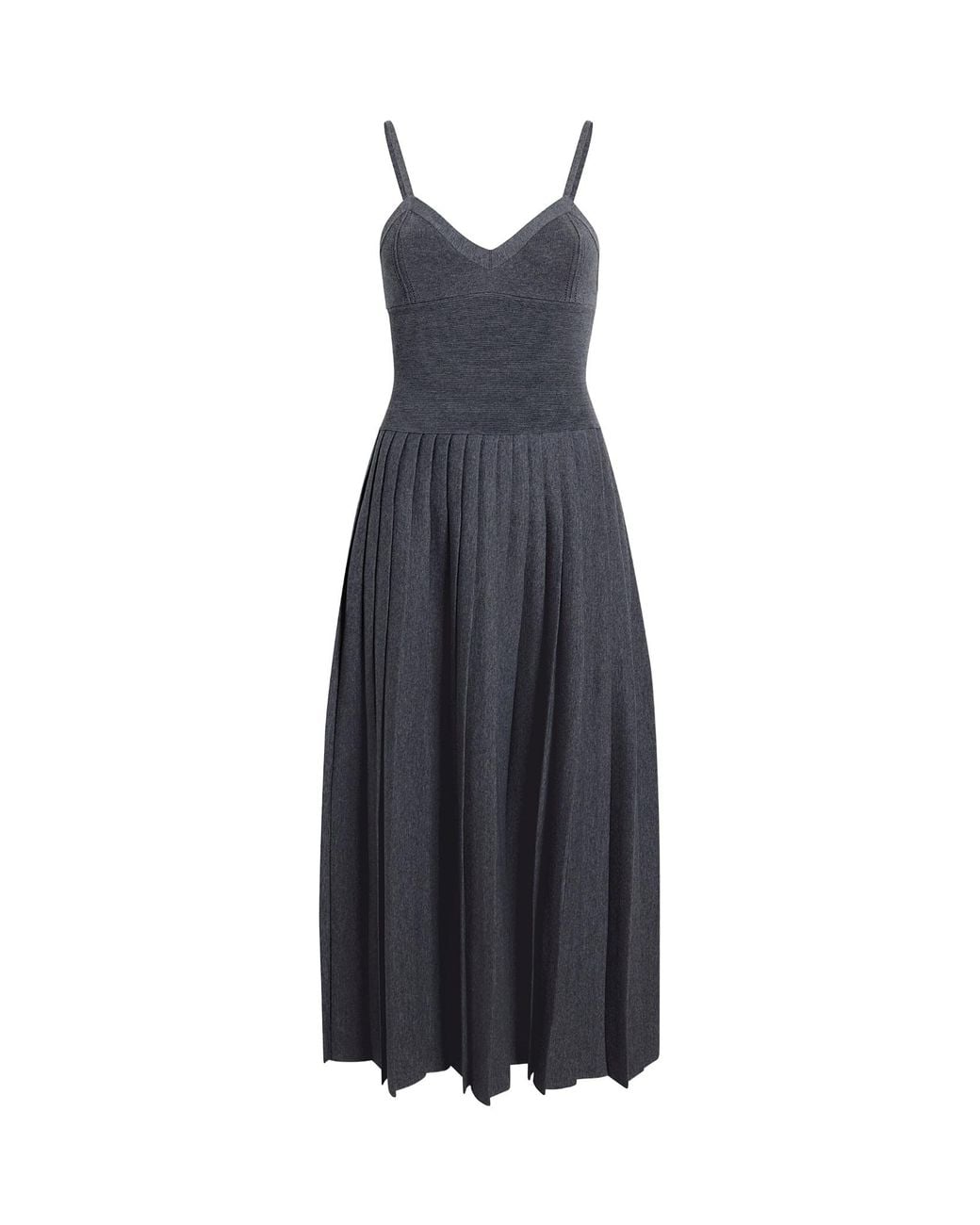 Khaite Blue Elio Spaghetti Strap Pleated Dress