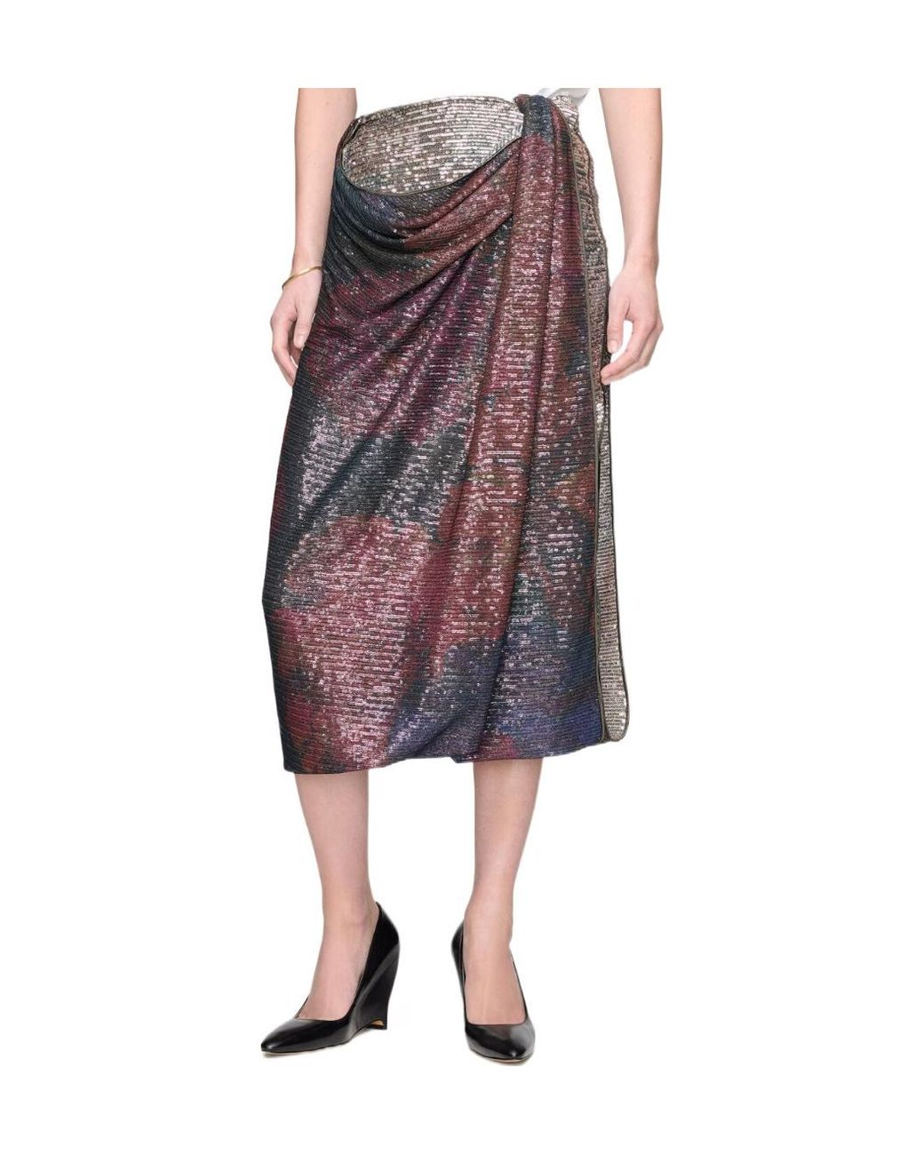 Maison Margiela Purple Draped Sequin Maxi Skirt
