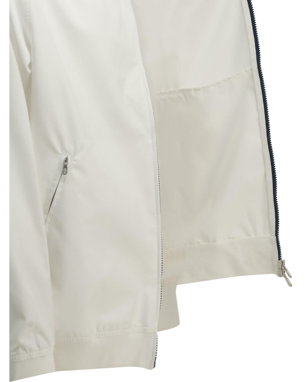 Brunello Cucinelli White Nylon Sweatshirt With Logo And Zipper for men