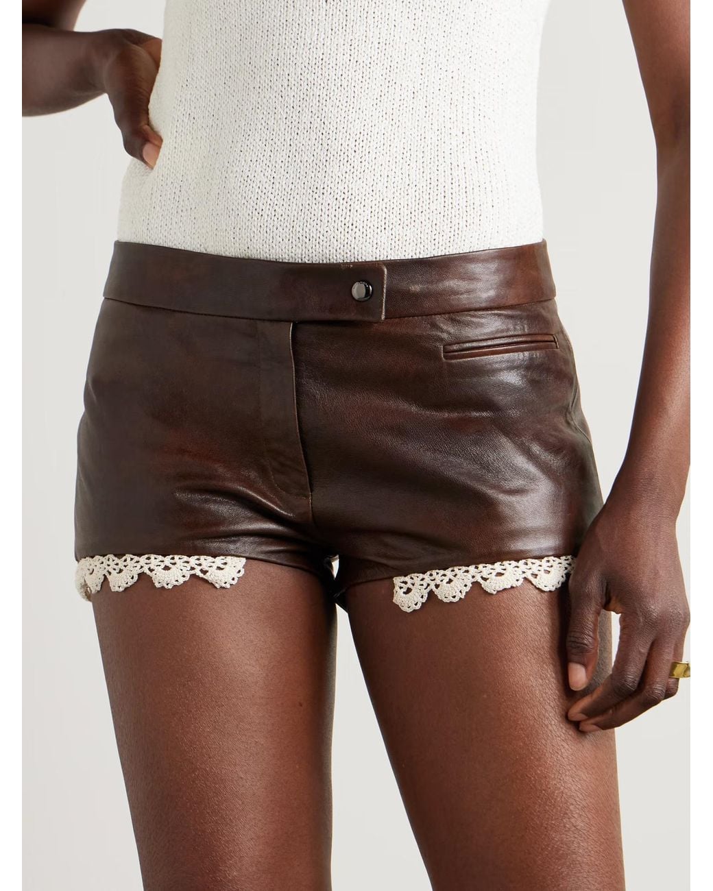 Magda Butrym Gray Lace-Trimmed Shorts