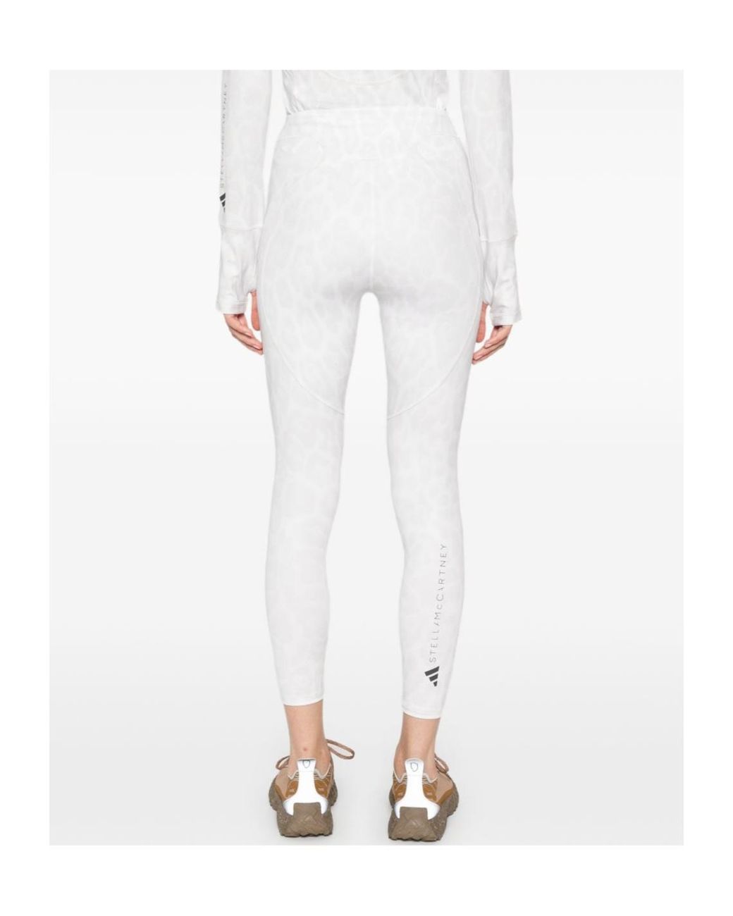 Adidas By Stella McCartney White Leopard-Print Leggings