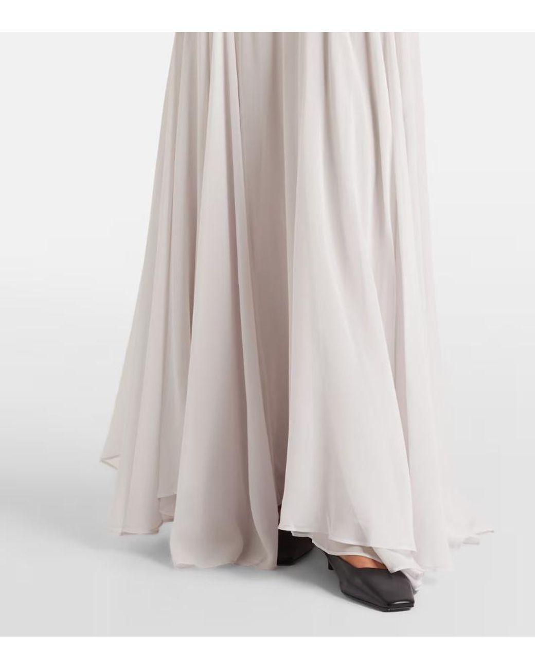 TOVE White Cordelia Silk Satin And Chiffon Maxi Dress