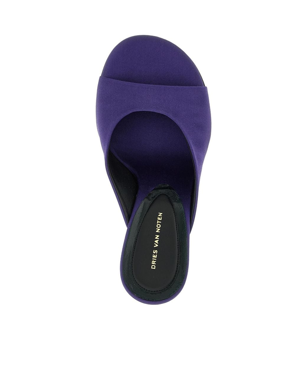 Dries Van Noten Blue 105 Satin Wedge Mules