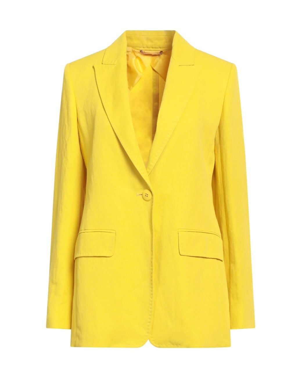 Max Mara Yellow Minimalist Single-Breasted Blazer