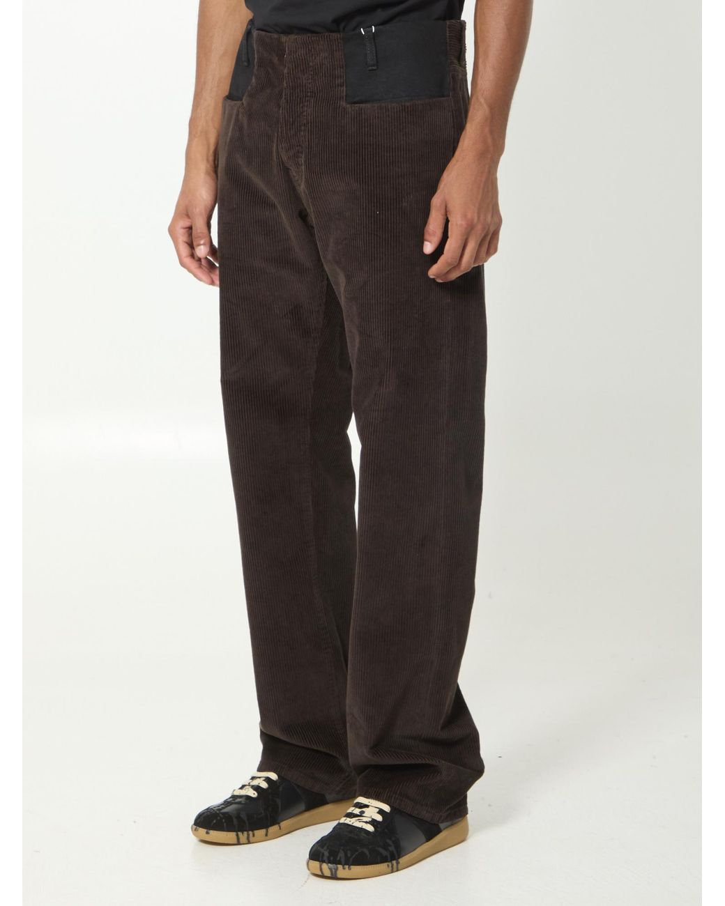 Maison Margiela Brown Contrast-Waist Corduroy Pants for men