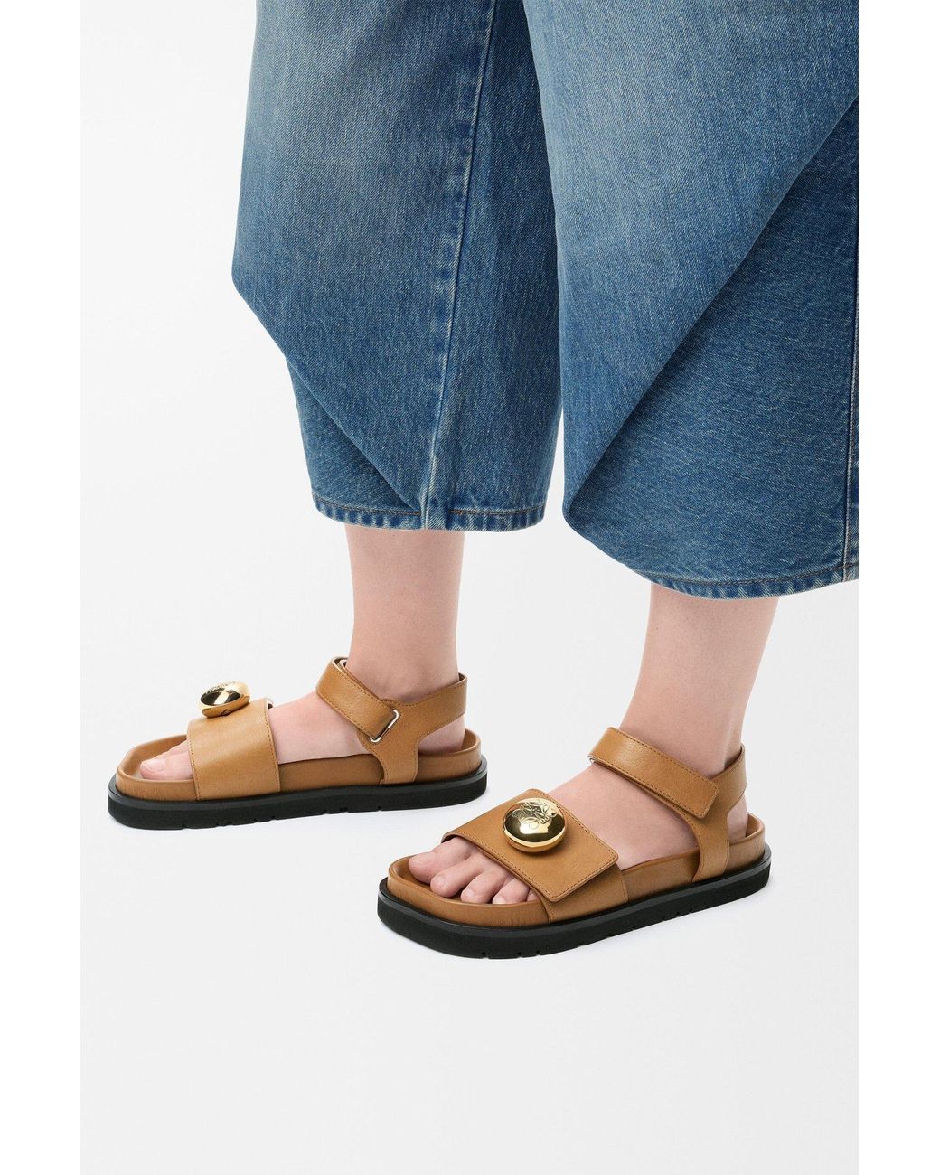 Loewe Brown Anagram Pebble Sandals