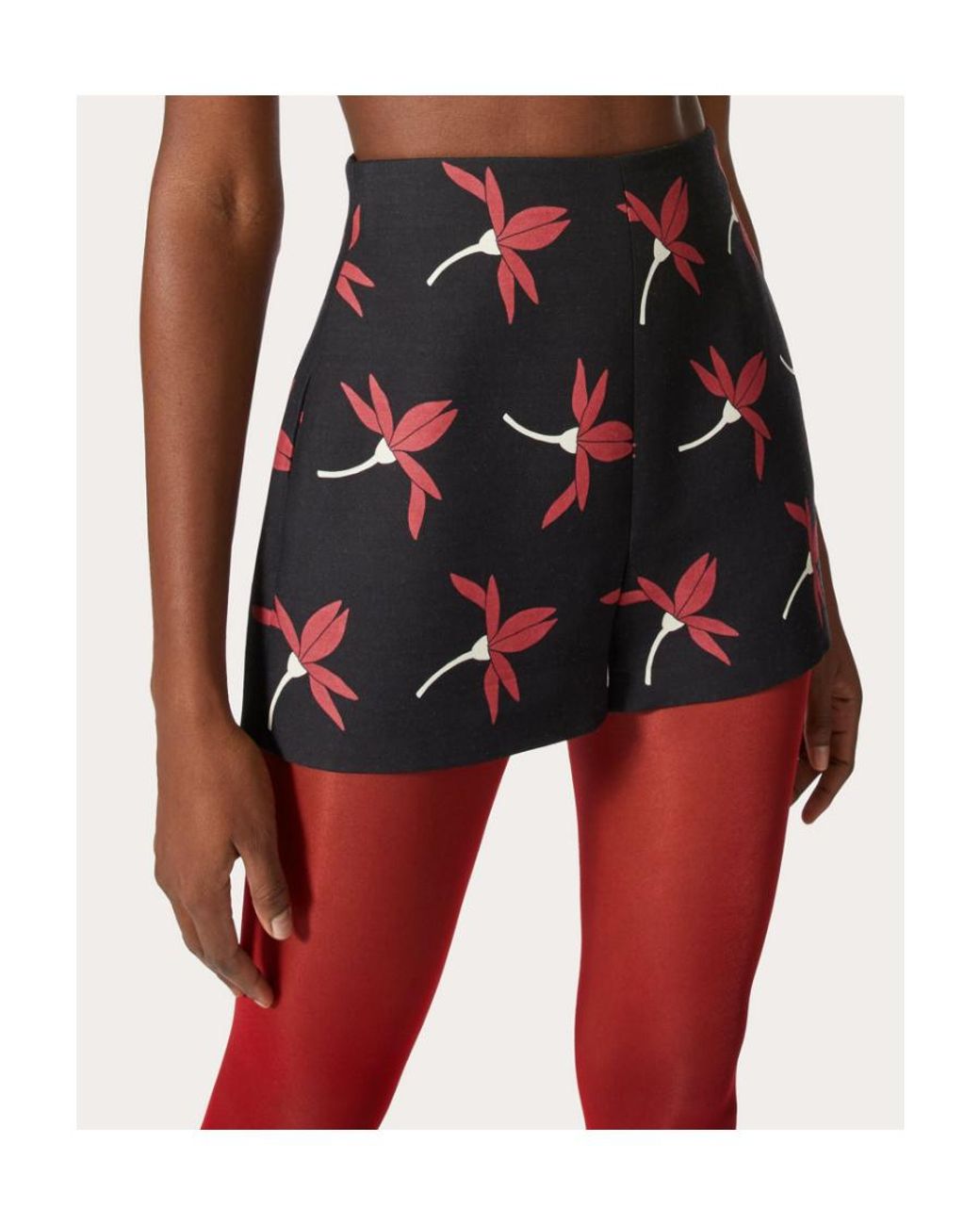 Valentino Red Floral-Print Shorts