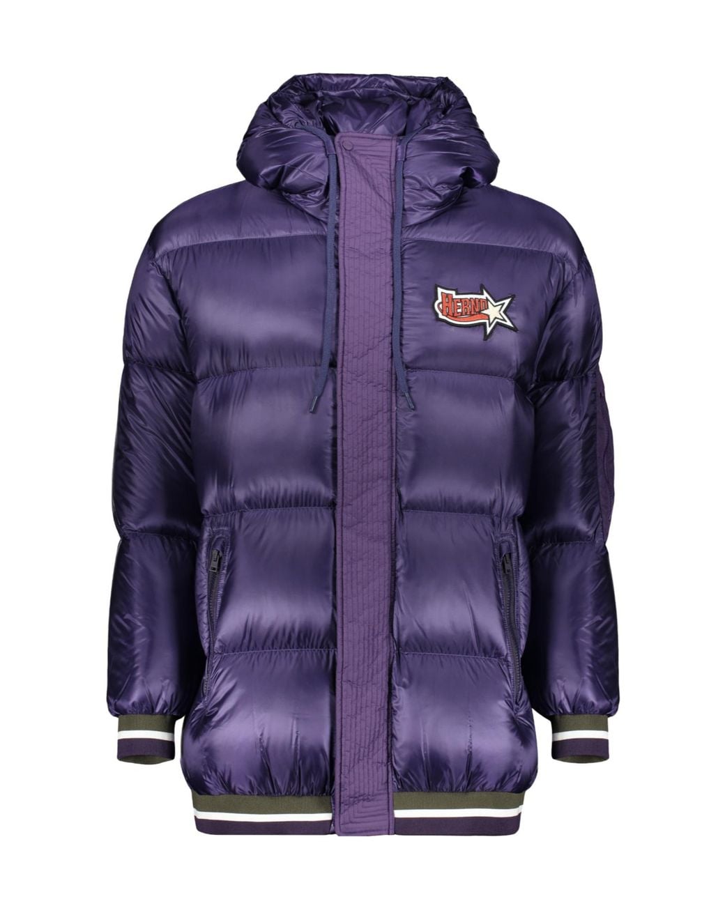 Herno Purple Hooded Logo Down Jacket for men