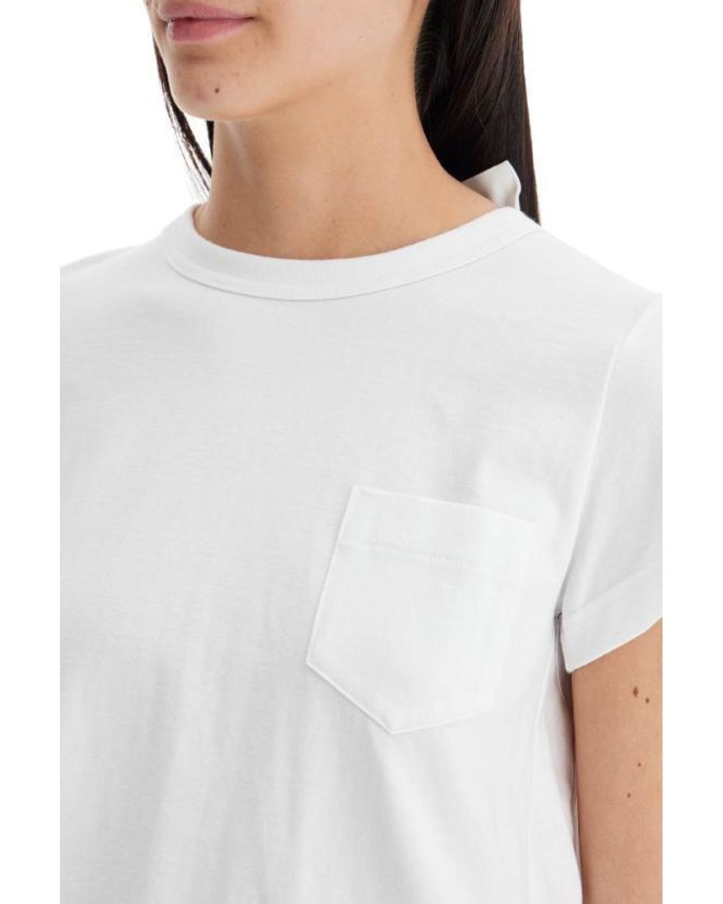 Sacai White Pleated Back Cotton T-Shirt