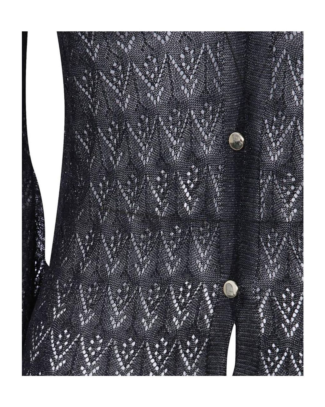 Twinset Blue Long Knit Cardigan With Flared Sleeves